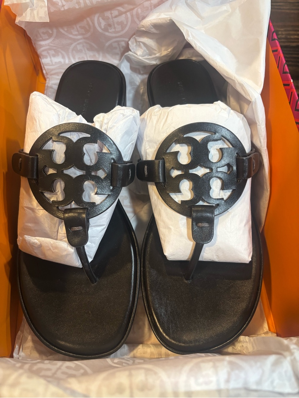 Tory Burch Miller Logo Cocoa Thong Sandals